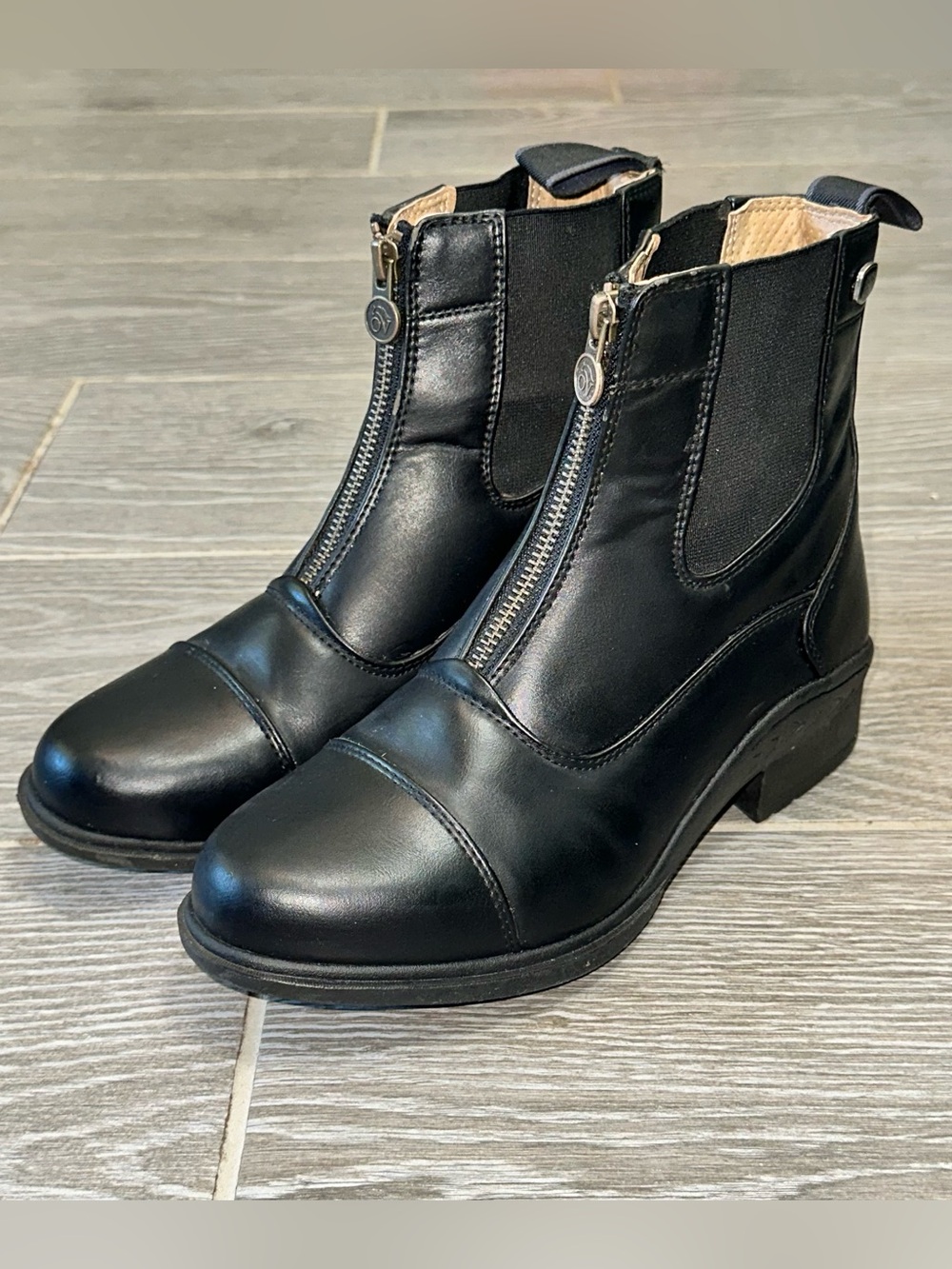 Ovation Quantum Front Zip Black Paddock Boots Women's 7.5 Riding Equestrian
